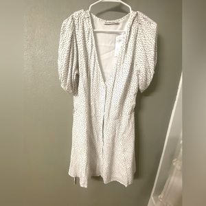 abercrombie white black polka dot dress NWT L